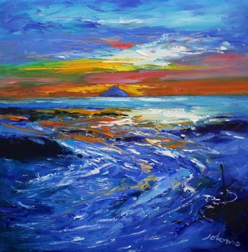 Incoming Tide Dunure looking to Ailsa Craig 24x24